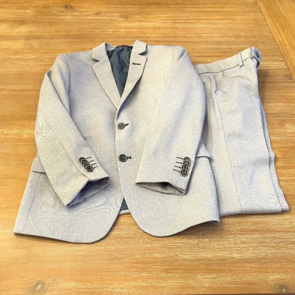 James Morgan Boys' Blue Patterned 2-Piece Suit